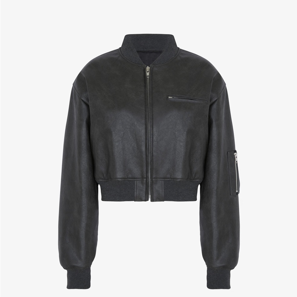 Gae Faux Leather Cropped Bomber